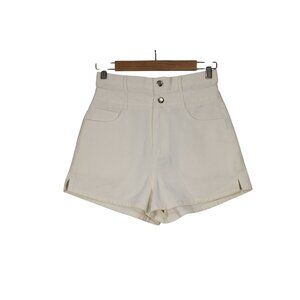 Momenthome youth paperbag waste high‎ rise summer twill denim shorts FLAW